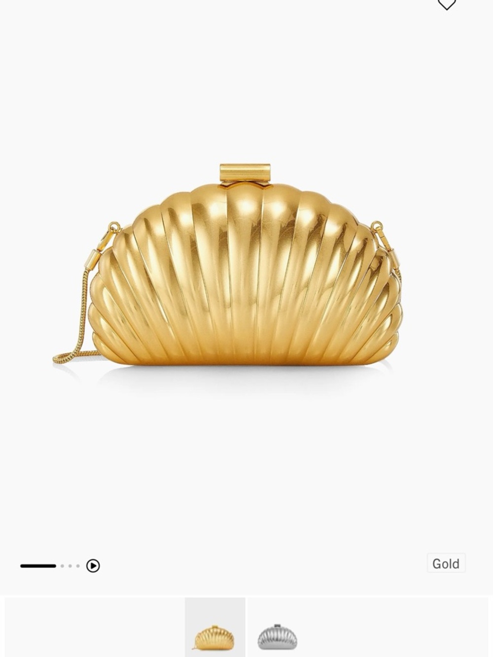 Jonathan Simkhai Monet Metallic Gold Shell Clutch with Chain